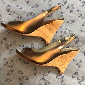 Beautiful metallic bronze wedge sandals